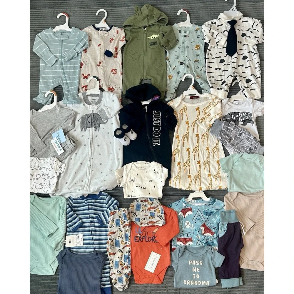 Huge Lot Baby Boys Clothes 0/3 Months Newborn NEW &EC NIKE Carters Cloud Island